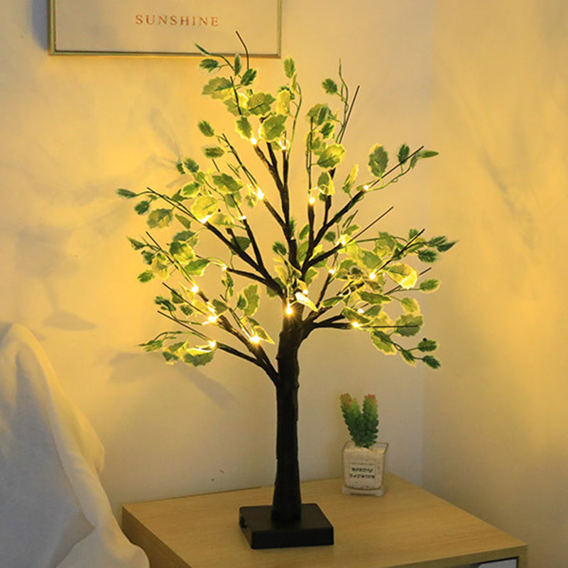 Contemporary Creative Plastic Fabric LED Birch Tree Table Lamp for Bedroom