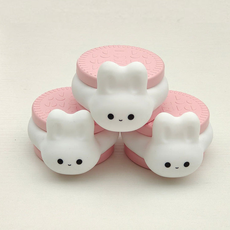Contemporary Creative Cookie Bunny Silicone LED Timer Night Light Table Lamp for Bedroom