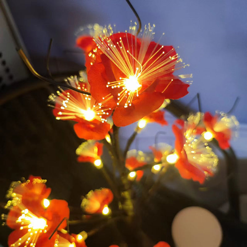 Contemporary Creative Plastic Artificial Rose Tree LED Table Lamp for Bedroom