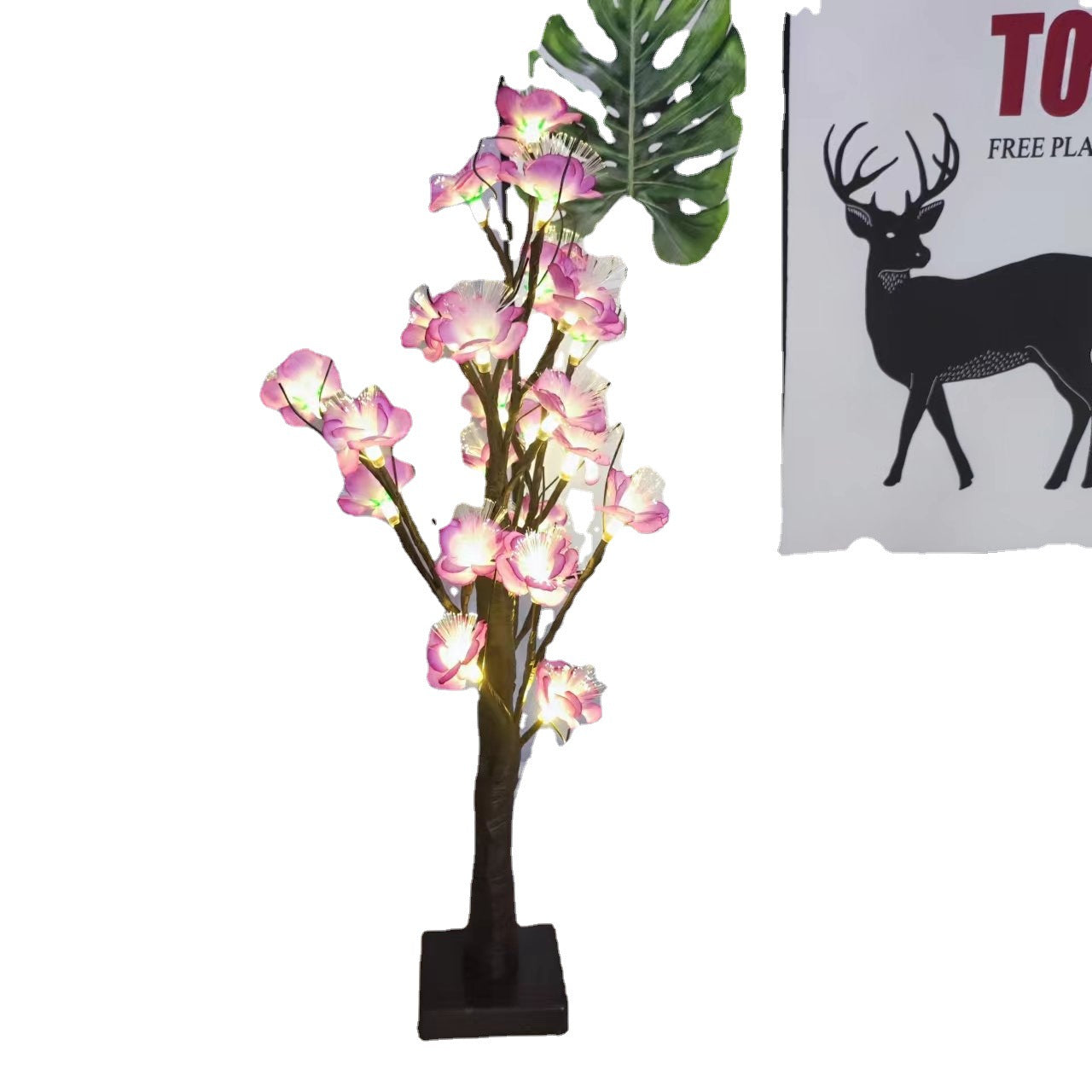 Contemporary Creative Plastic Artificial Rose Tree LED Table Lamp for Bedroom