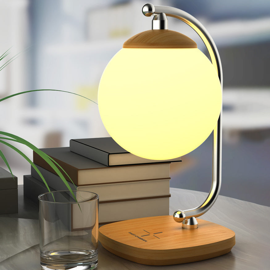 Contemporary Scandinavian ABS Wood Grain LED Table Lamp