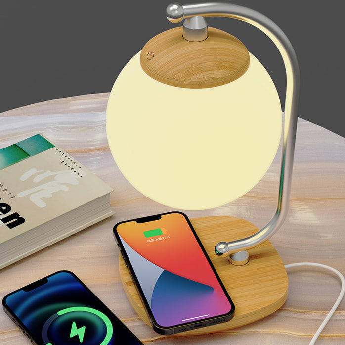 Contemporary Scandinavian ABS Wood Grain LED Table Lamp