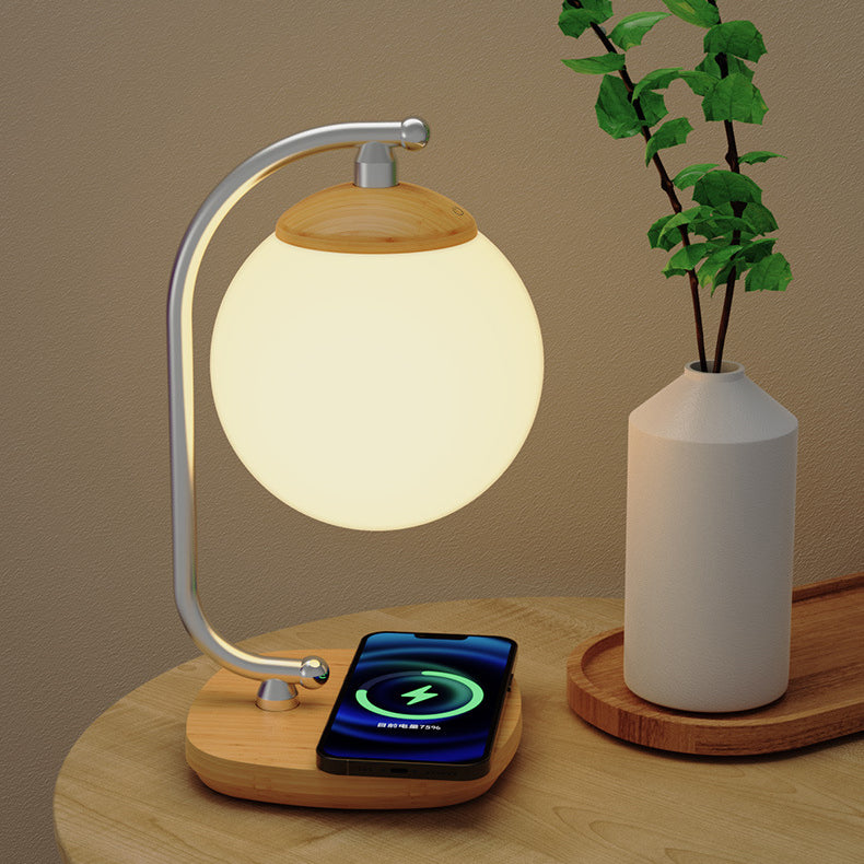 Contemporary Scandinavian ABS Wood Grain LED Table Lamp