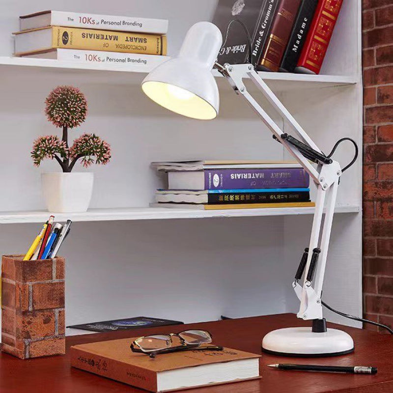 Contemporary Nordic Adjustable Arm Iron Round 1-Light Table Lamp for Bedroom