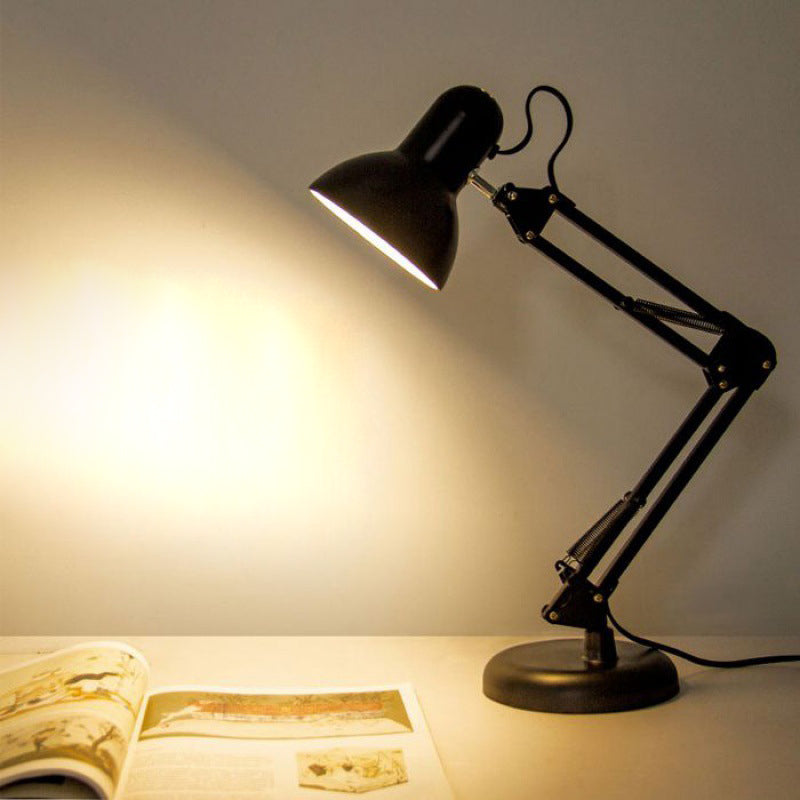Contemporary Nordic Adjustable Arm Iron Round 1-Light Table Lamp for Bedroom