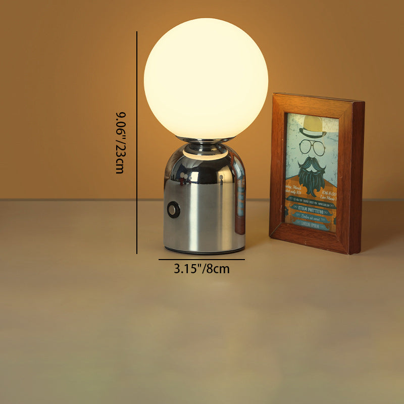 Contemporary Scandinavian Round Orb USB Iron Acrylic LED Table Lamp for Bedroom