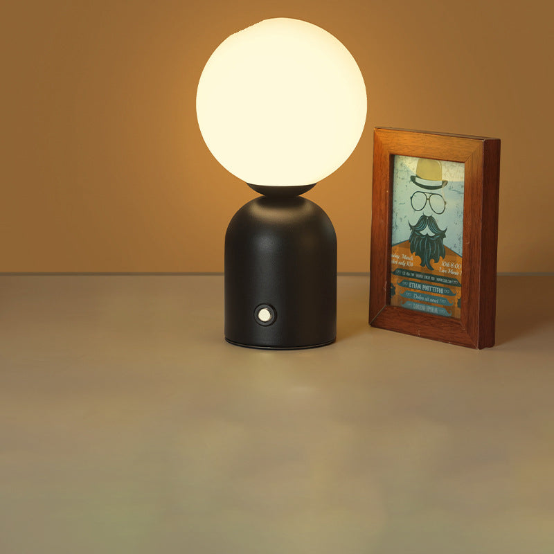 Contemporary Scandinavian Round Orb USB Iron Acrylic LED Table Lamp for Bedroom