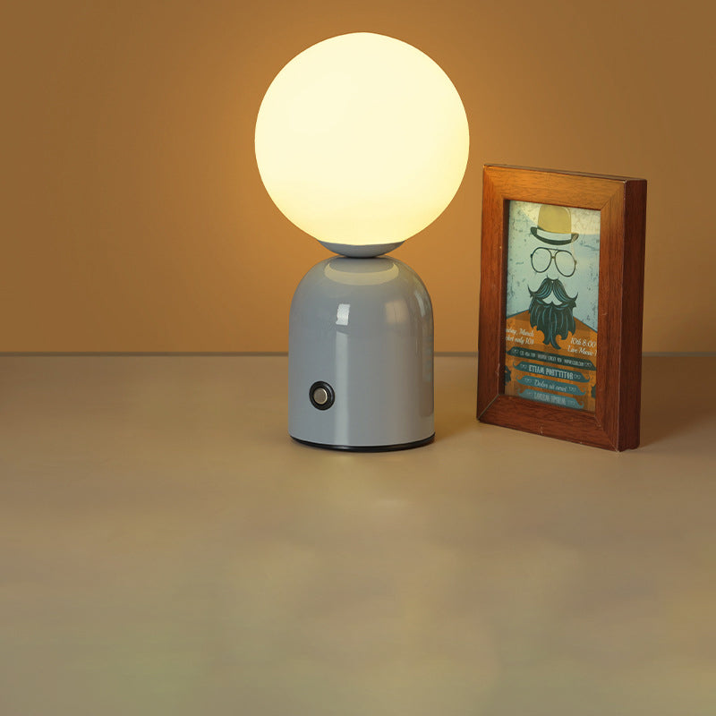 Contemporary Scandinavian Round Orb USB Iron Acrylic LED Table Lamp for Bedroom
