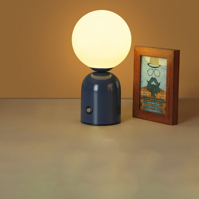 Contemporary Scandinavian Round Orb USB Iron Acrylic LED Table Lamp for Bedroom