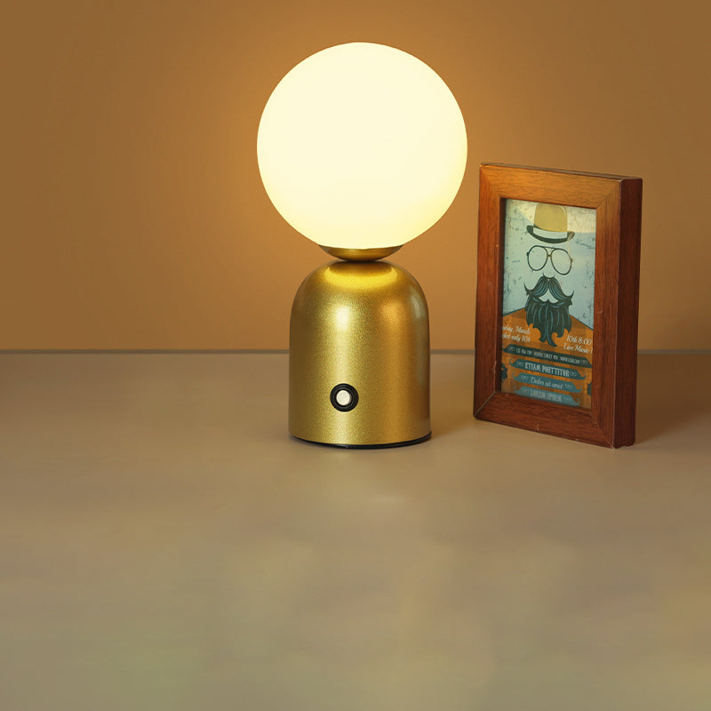 Contemporary Scandinavian Round Orb USB Iron Acrylic LED Table Lamp for Bedroom