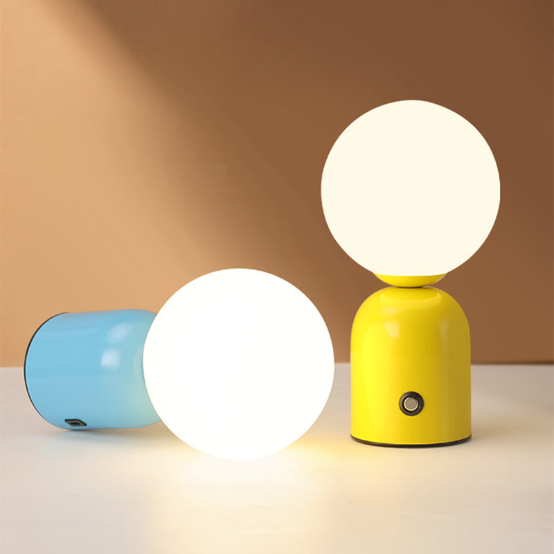 Contemporary Scandinavian Round Orb USB Iron Acrylic LED Table Lamp for Bedroom
