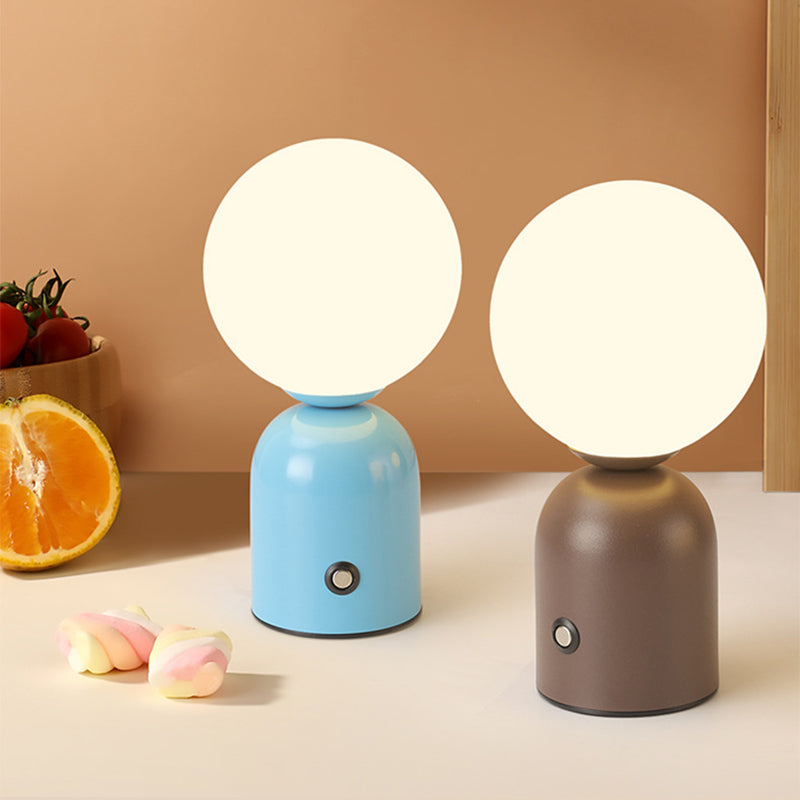 Contemporary Scandinavian Round Orb USB Iron Acrylic LED Table Lamp for Bedroom