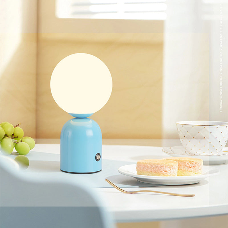 Contemporary Scandinavian Round Orb USB Iron Acrylic LED Table Lamp for Bedroom
