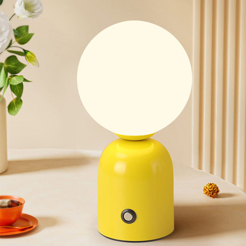 Contemporary Scandinavian Round Orb USB Iron Acrylic LED Table Lamp for Bedroom
