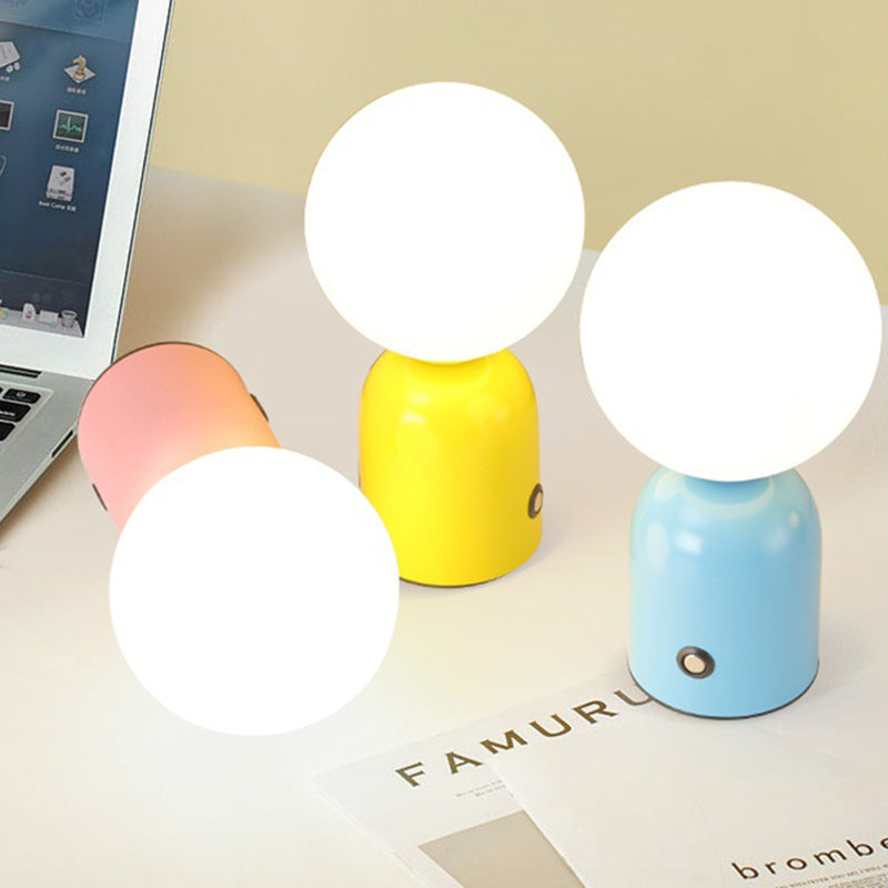 Contemporary Scandinavian Round Orb USB Iron Acrylic LED Table Lamp for Bedroom