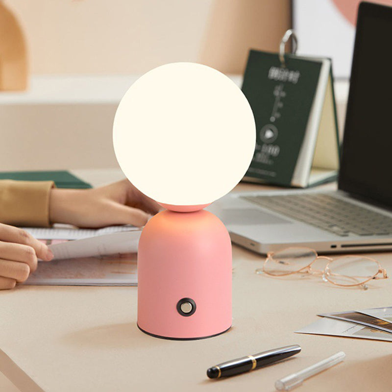 Contemporary Scandinavian Round Orb USB Iron Acrylic LED Table Lamp for Bedroom