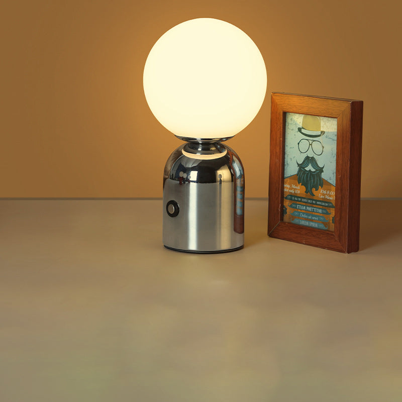 Contemporary Scandinavian Round Orb USB Iron Acrylic LED Table Lamp for Bedroom