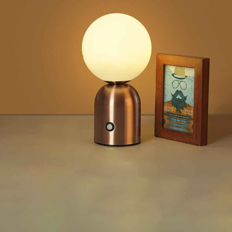 Contemporary Scandinavian Round Orb USB Iron Acrylic LED Table Lamp for Bedroom