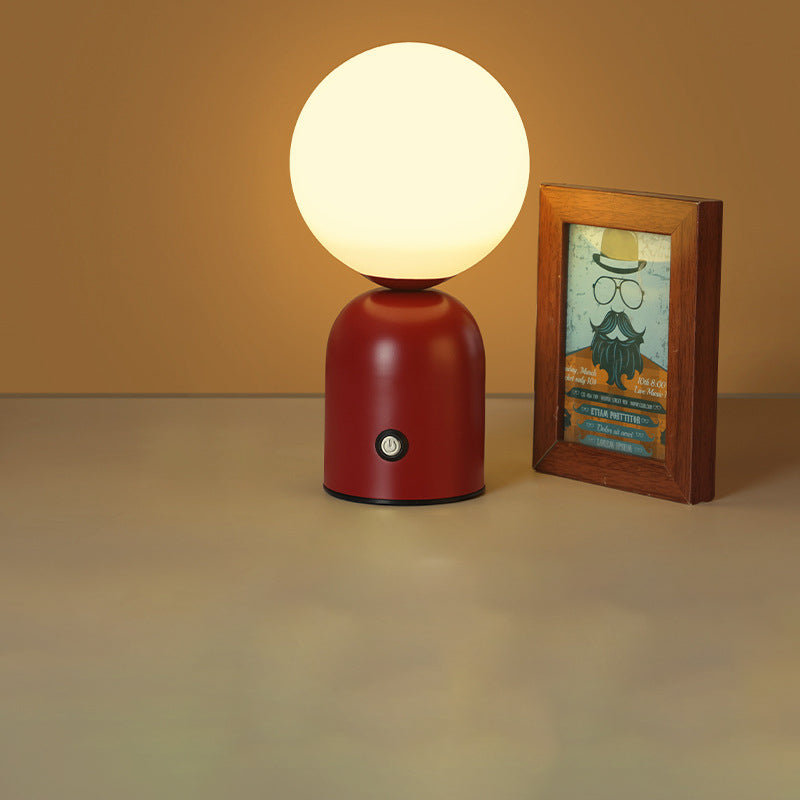 Contemporary Scandinavian Round Orb USB Iron Acrylic LED Table Lamp for Bedroom