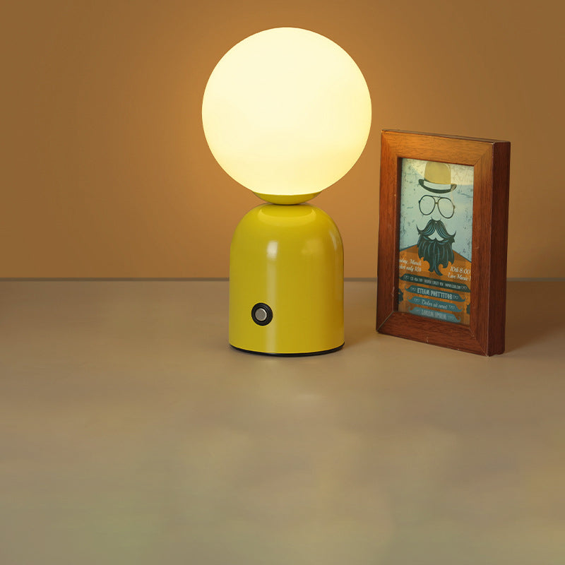 Contemporary Scandinavian Round Orb USB Iron Acrylic LED Table Lamp for Bedroom