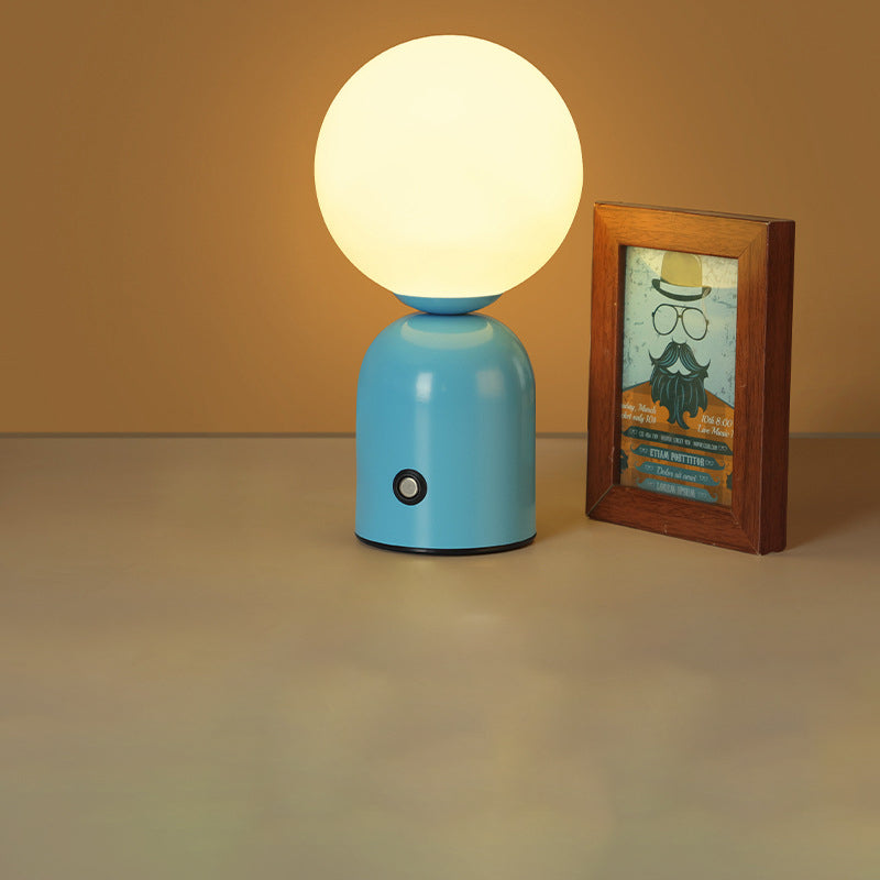 Contemporary Scandinavian Round Orb USB Iron Acrylic LED Table Lamp for Bedroom