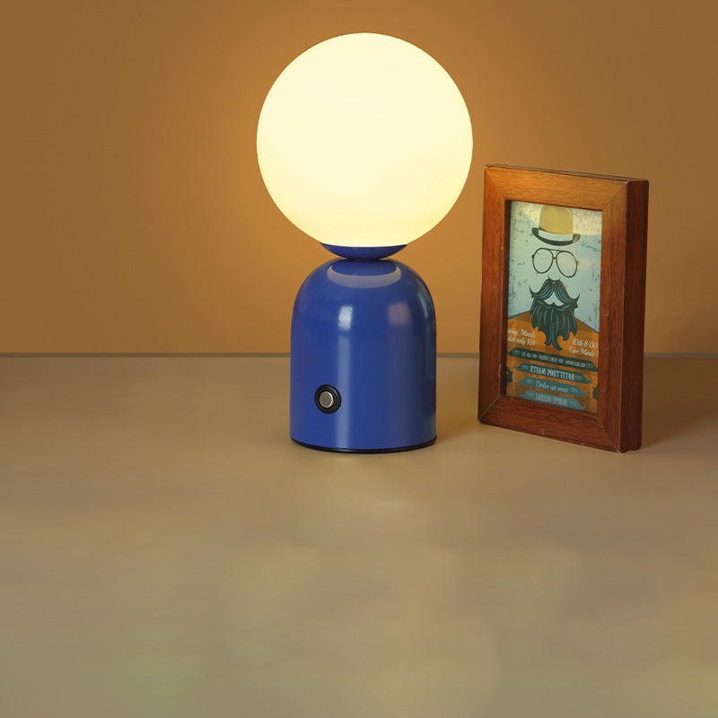 Contemporary Scandinavian Round Orb USB Iron Acrylic LED Table Lamp for Bedroom