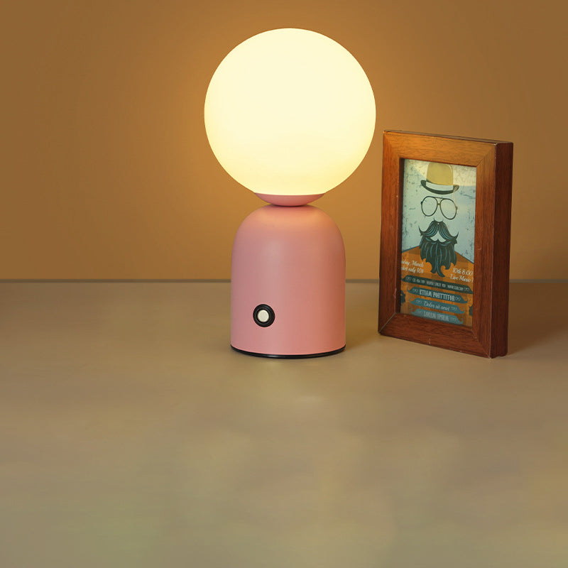 Contemporary Scandinavian Round Orb USB Iron Acrylic LED Table Lamp for Bedroom