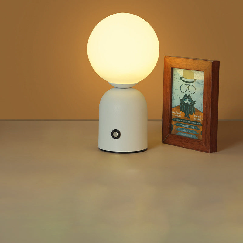 Contemporary Scandinavian Round Orb USB Iron Acrylic LED Table Lamp for Bedroom