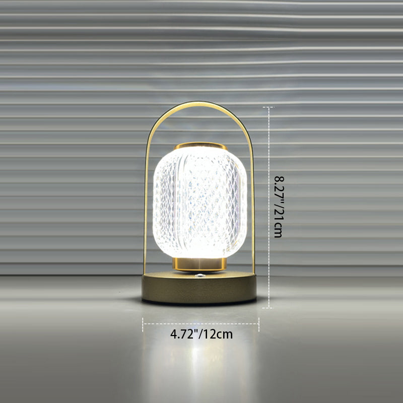 Modern Minimalist Portable Cylindrical Iron Acrylic LED Table Lamp for Bedroom