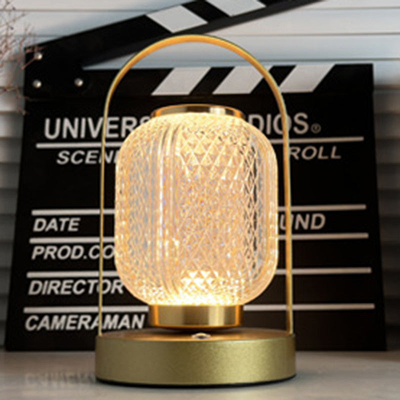 Modern Minimalist Portable Cylindrical Iron Acrylic LED Table Lamp for Bedroom