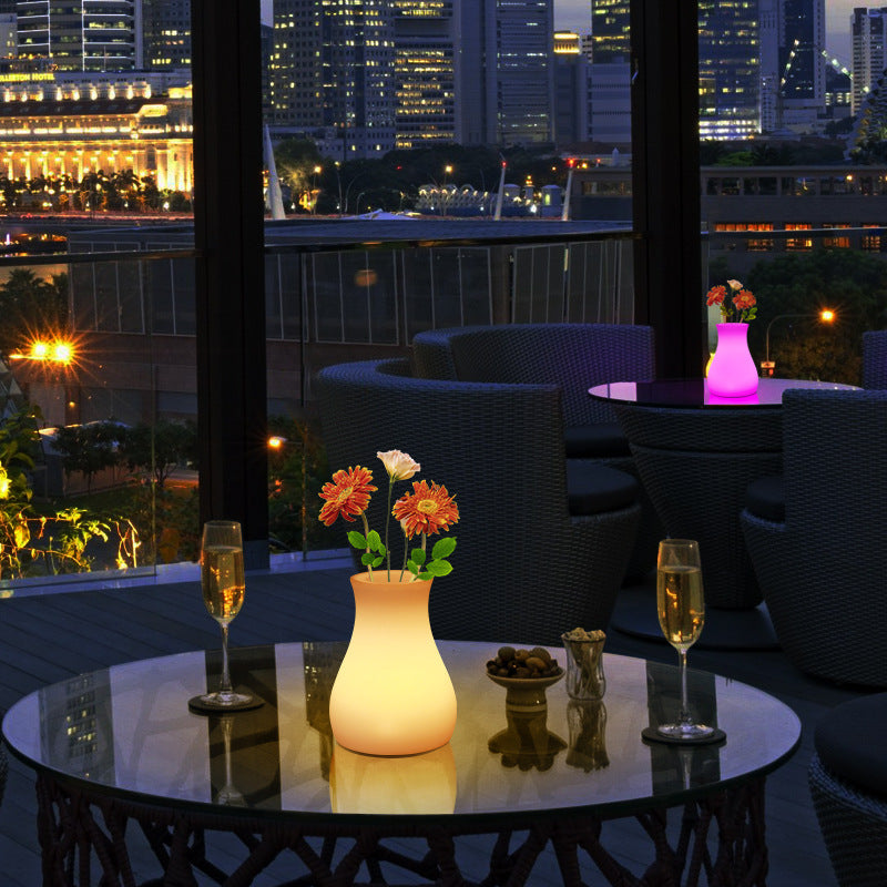 Modern Minimalist USB Vase Cylinder Square PE Plastic LED Table Lamp