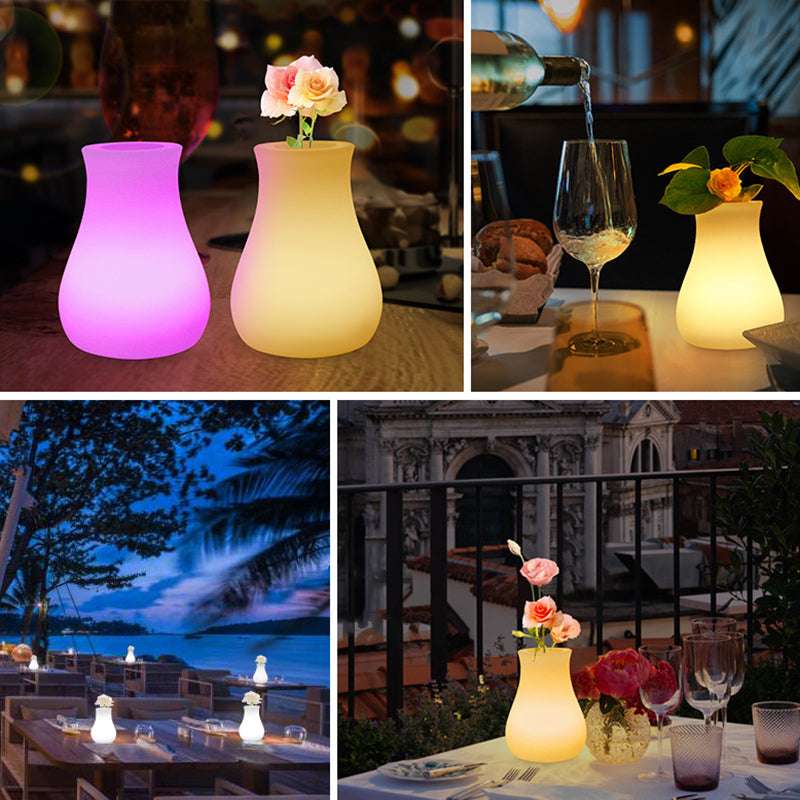 Modern Minimalist USB Vase Cylinder Square PE Plastic LED Table Lamp