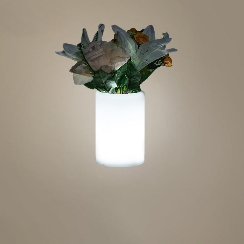 Modern Minimalist USB Vase Cylinder Square PE Plastic LED Table Lamp
