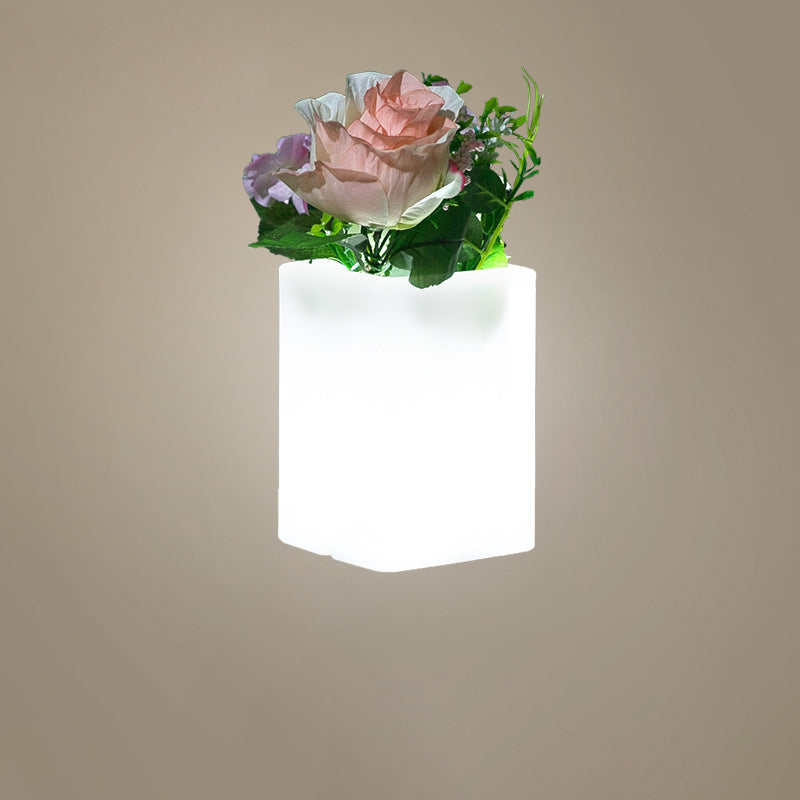 Modern Minimalist USB Vase Cylinder Square PE Plastic LED Table Lamp