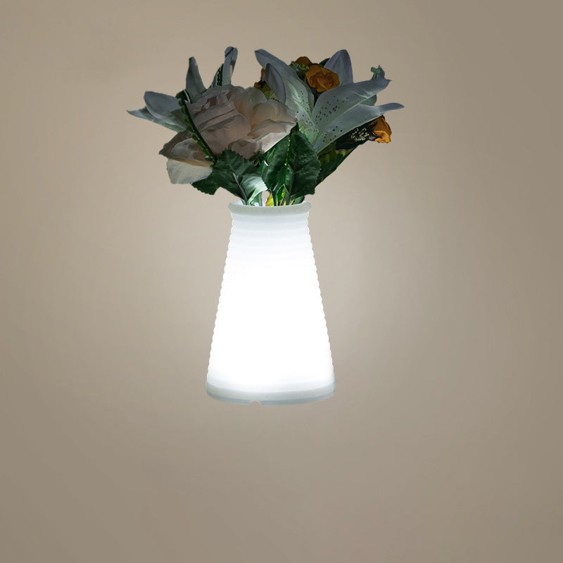 Modern Minimalist USB Vase Cylinder Square PE Plastic LED Table Lamp
