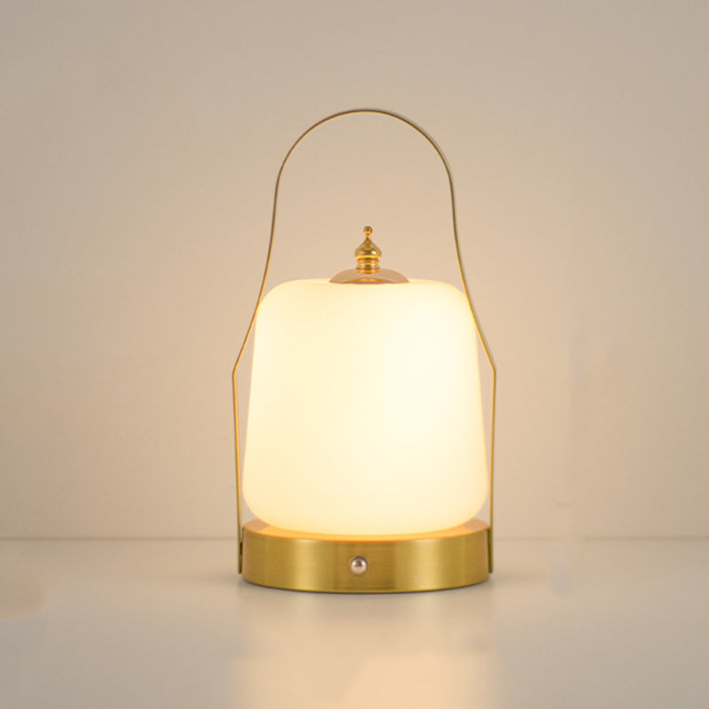 Contemporary Creative Cylinder Round Ball Mountain Base Iron Acrylic LED Table Lamp for Bedroom