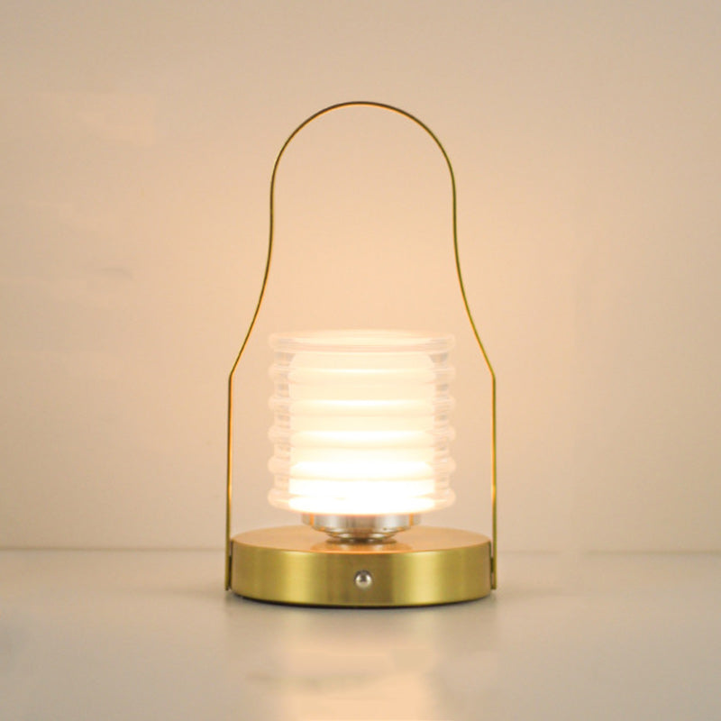 Contemporary Creative Cylinder Round Ball Mountain Base Iron Acrylic LED Table Lamp for Bedroom