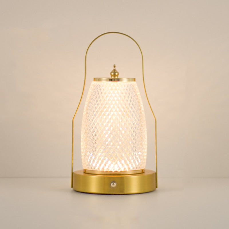 Contemporary Creative Cylinder Round Ball Mountain Base Iron Acrylic LED Table Lamp for Bedroom