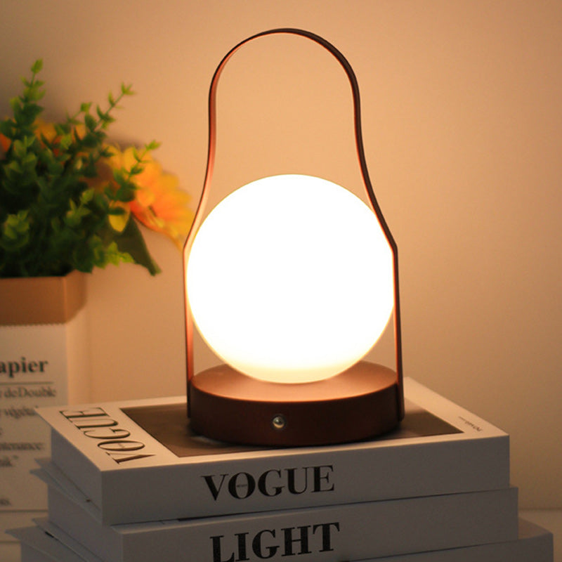 Contemporary Creative Cylinder Round Ball Mountain Base Iron Acrylic LED Table Lamp for Bedroom