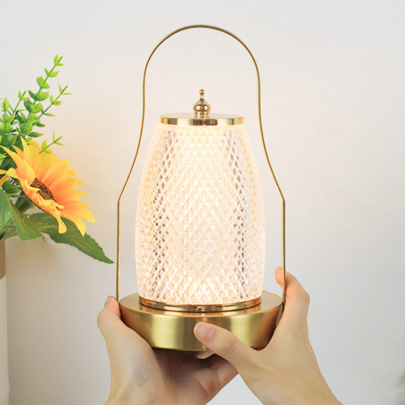 Contemporary Creative Cylinder Round Ball Mountain Base Iron Acrylic LED Table Lamp for Bedroom