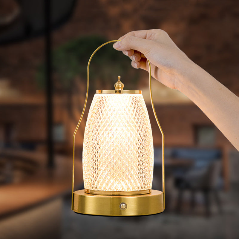 Contemporary Creative Cylinder Round Ball Mountain Base Iron Acrylic LED Table Lamp for Bedroom