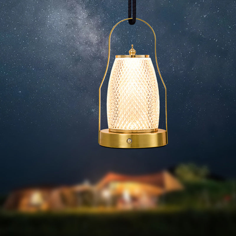 Contemporary Creative Cylinder Round Ball Mountain Base Iron Acrylic LED Table Lamp for Bedroom