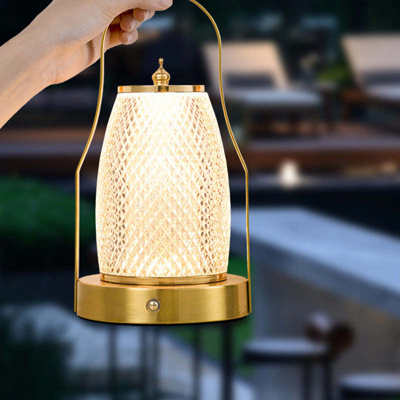 Contemporary Creative Cylinder Round Ball Mountain Base Iron Acrylic LED Table Lamp for Bedroom
