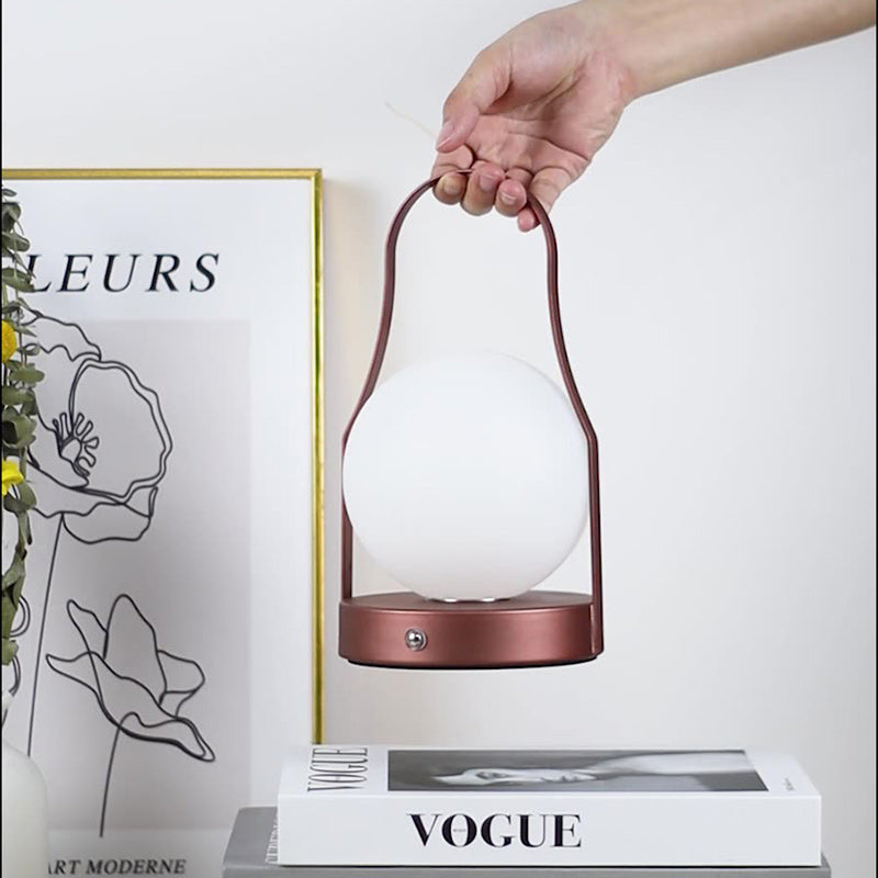 Contemporary Creative Cylinder Round Ball Mountain Base Iron Acrylic LED Table Lamp for Bedroom