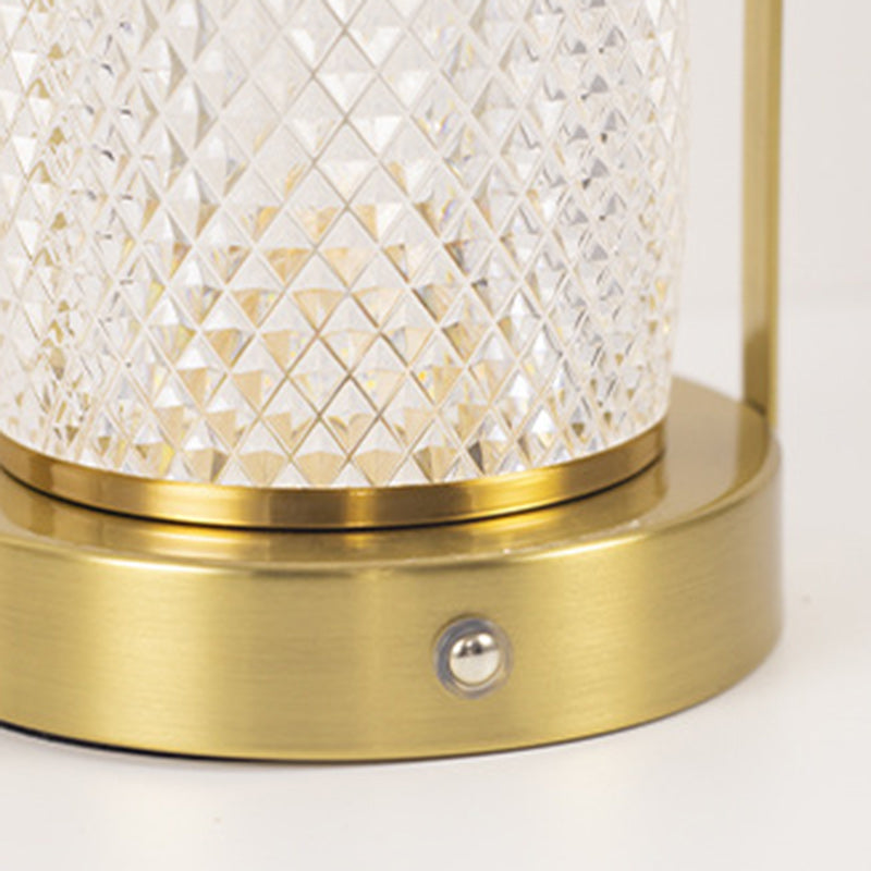 Contemporary Creative Cylinder Round Ball Mountain Base Iron Acrylic LED Table Lamp for Bedroom