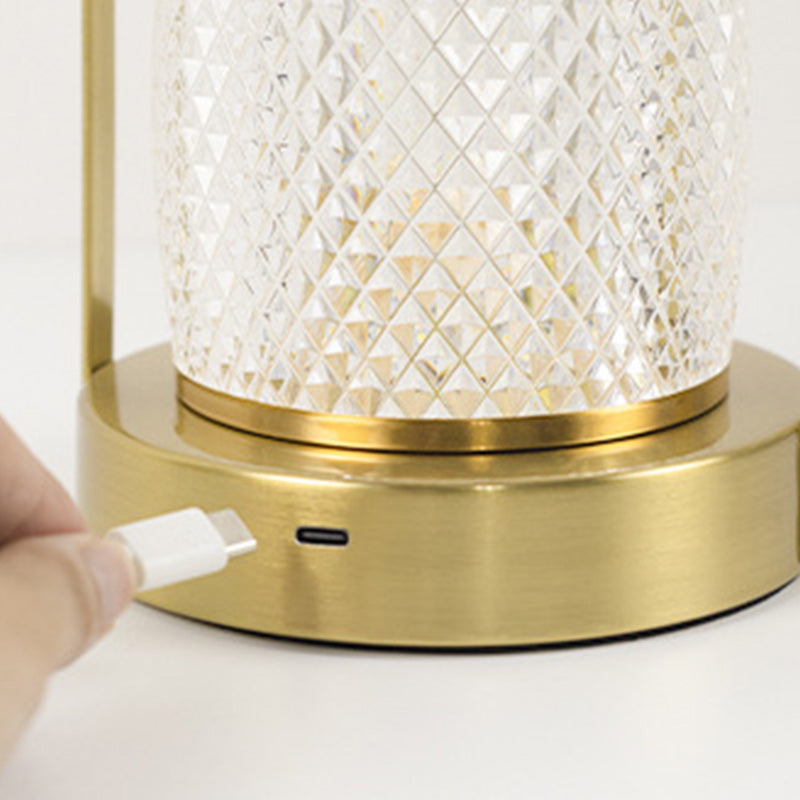 Contemporary Creative Cylinder Round Ball Mountain Base Iron Acrylic LED Table Lamp for Bedroom