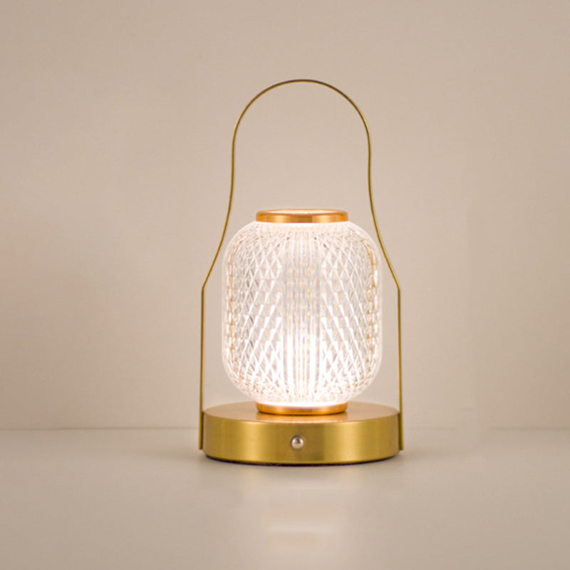 Contemporary Creative Cylinder Round Ball Mountain Base Iron Acrylic LED Table Lamp for Bedroom