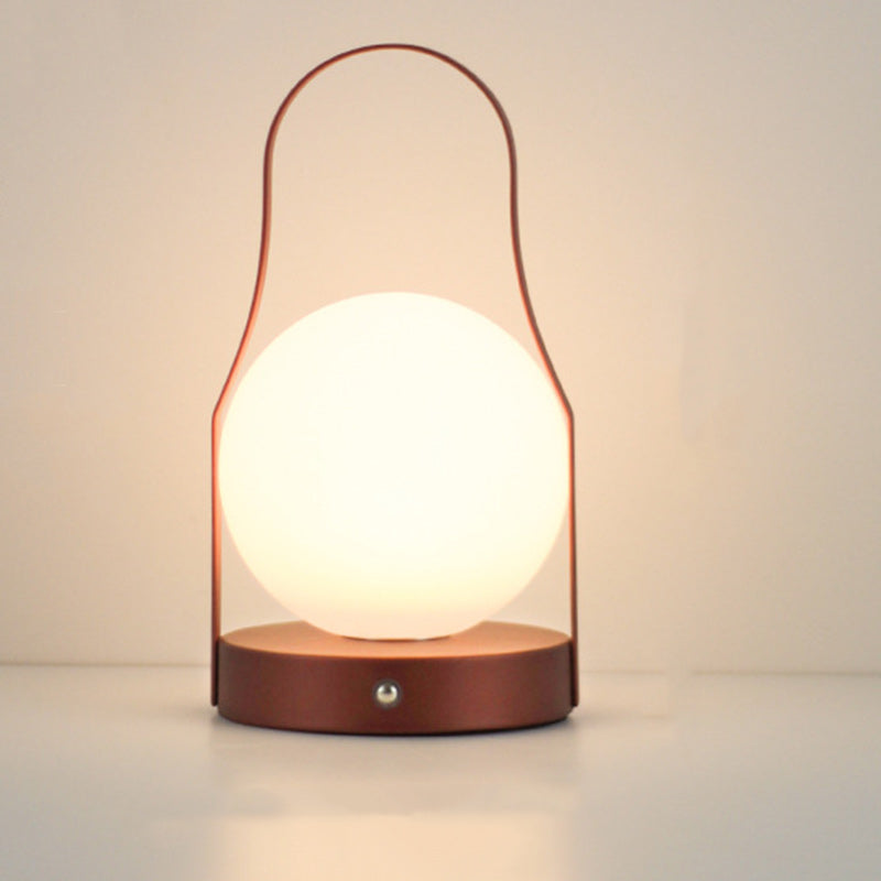 Contemporary Creative Cylinder Round Ball Mountain Base Iron Acrylic LED Table Lamp for Bedroom
