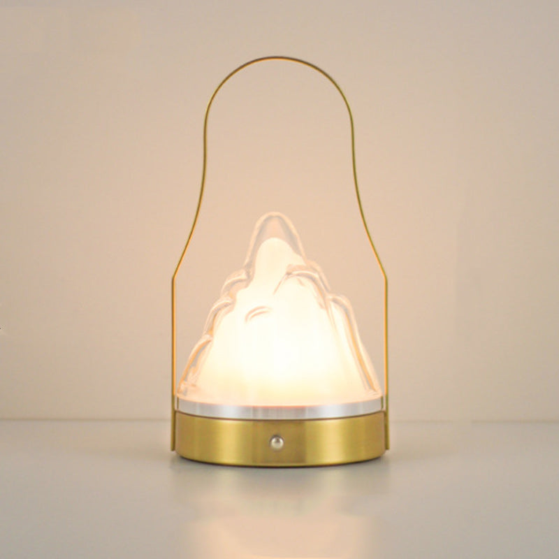Contemporary Creative Cylinder Round Ball Mountain Base Iron Acrylic LED Table Lamp for Bedroom