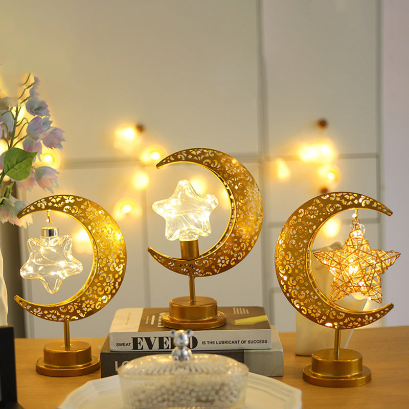 Contemporary Creative Moon Star Orb LED Table Lamp for Bedroom